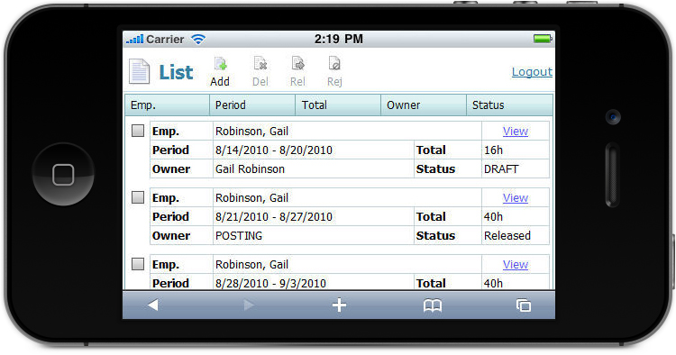 TimeControl Mobile on a flipped iPhone