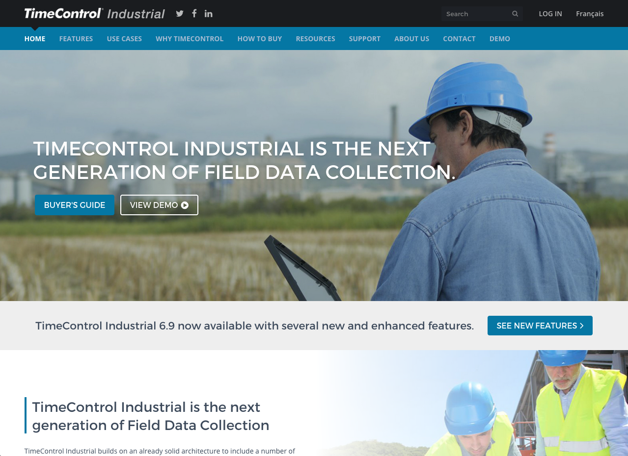 TimeControl Industrial Website Screenshot