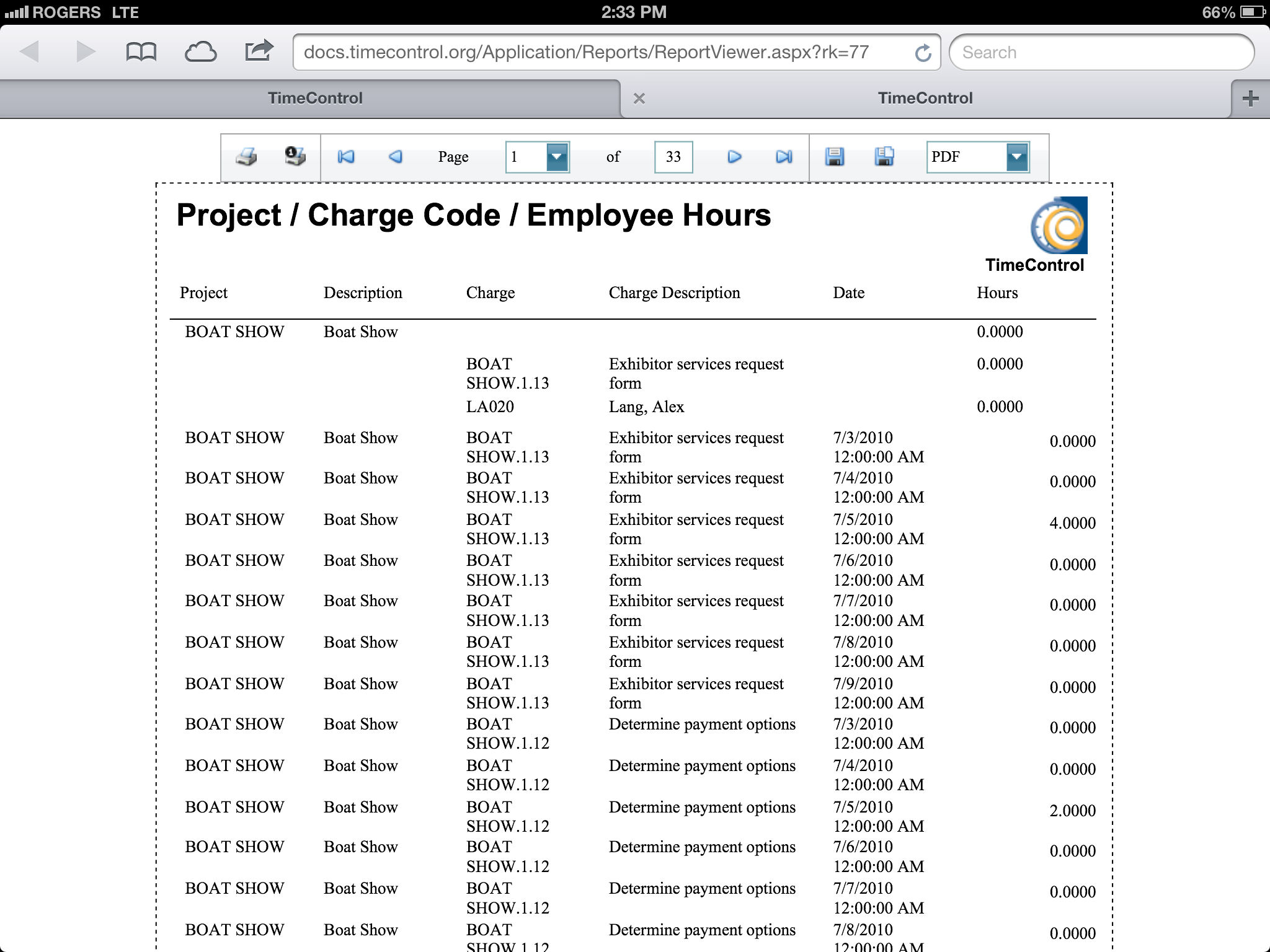 TimeControl, Web timesheets for Finance and Project Management