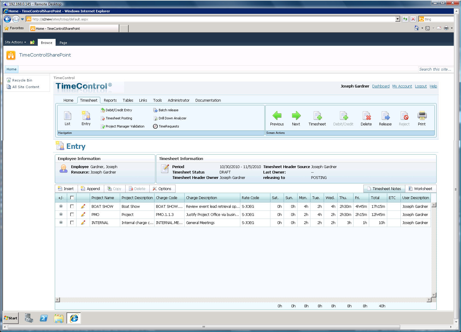 TimeControl Timesheet with Sharepoint