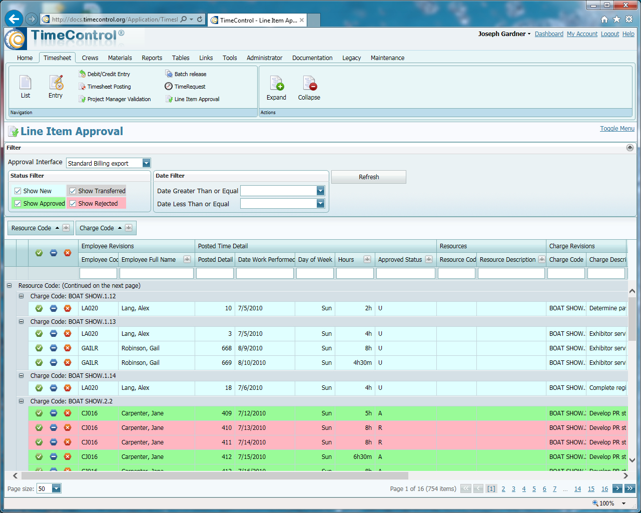 TimeControl 7.1 Line Item Approvals