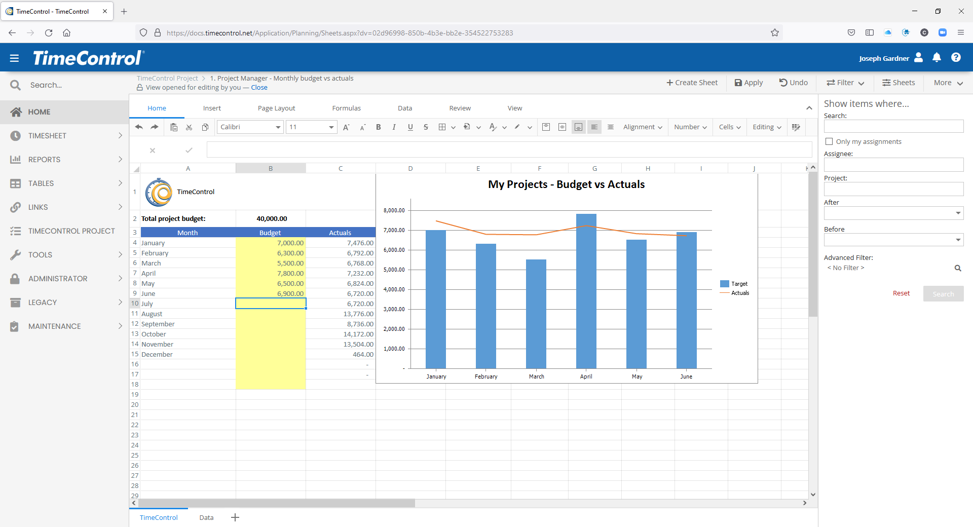 TimeControl, Web timesheets for Finance and Project Management