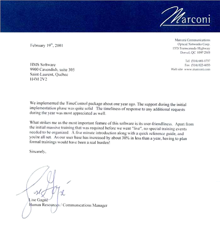 Marconi Testimonial