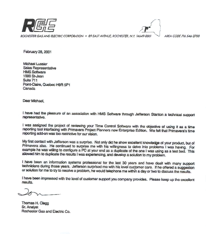 Rochester Gas and Electric Corporation Testimonial