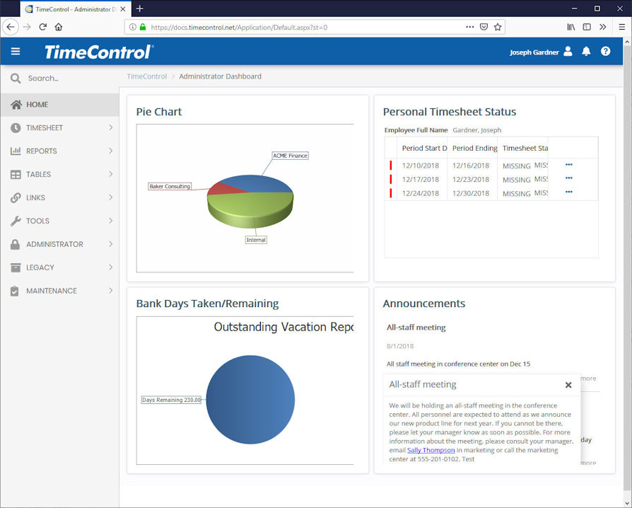 TimeControl Timesheet Screenshot Thumbnail